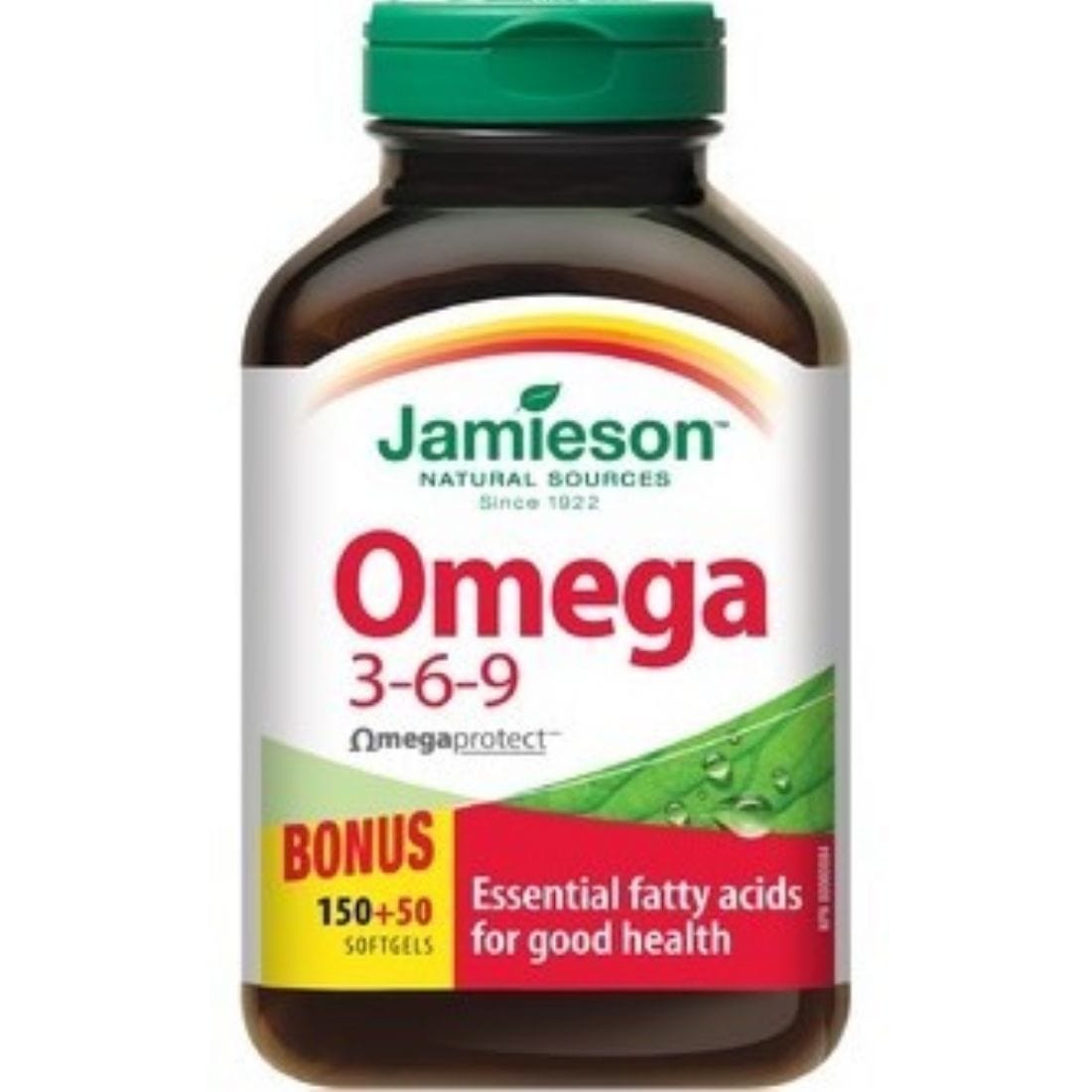 Jamieson Omega 3-6-9, 1200mg, 150+50 Free Softgels
