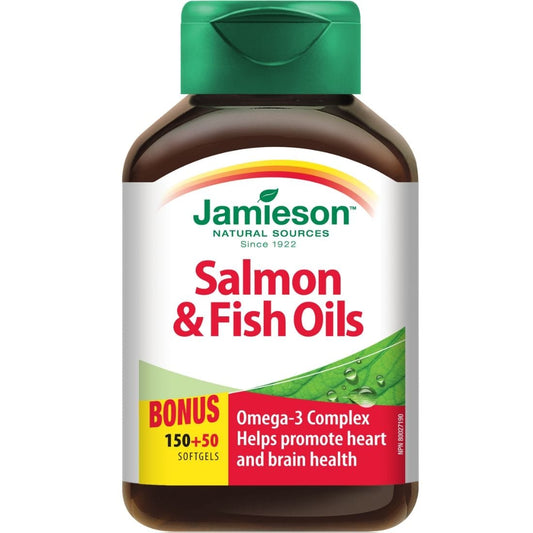 Jamieson Salmon & Fish Oils Omega-3 Complex, Bonus! 150+50 Free Softgels