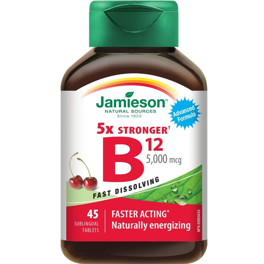 Jamieson Vitamin B12 (Cobalamin), 5000mcg, 45 Sublingual Tablets