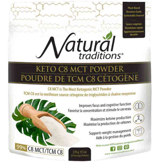 Natural Traditions Keto C8 MCT Powder (Maximize Ketone Production), 270g
