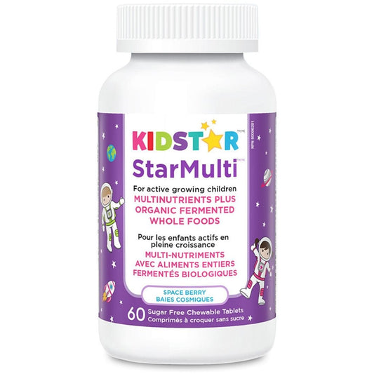 KidStar StarMulti Multivitamin with Organic Fermented Whole Foods, 60 Chewable Tablets