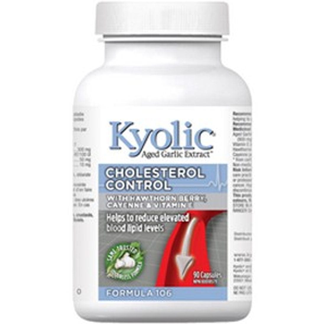 Kyolic Aged Garlic Extract, Cholesterol Control with Hawthorn Berry, Cayenne & Vitamin E, Formula 106