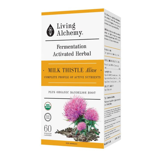Living Alchemy Milk Thistle Alive 100mg, Fermented Milk Thistle, 60 Capsules