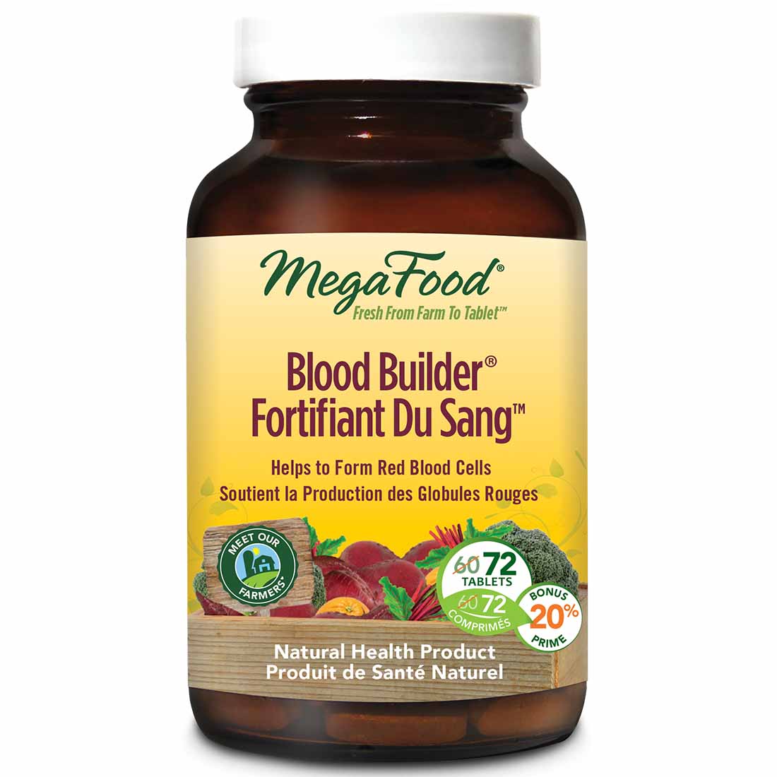 MegaFood Blood Builder, Whole Food Iron Supplement, Helps Form Red Blood Cells