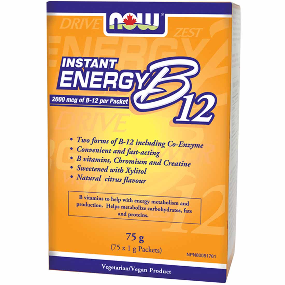 NOW B12 Instant Energy Packets 2000mcg, 75 Packs