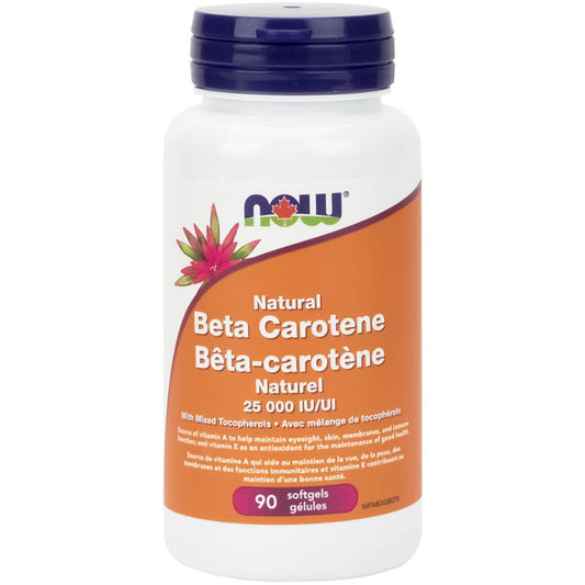 NOW Beta Carotene 25,000IU (Natural Pro Vitamin A), 90 Softgels