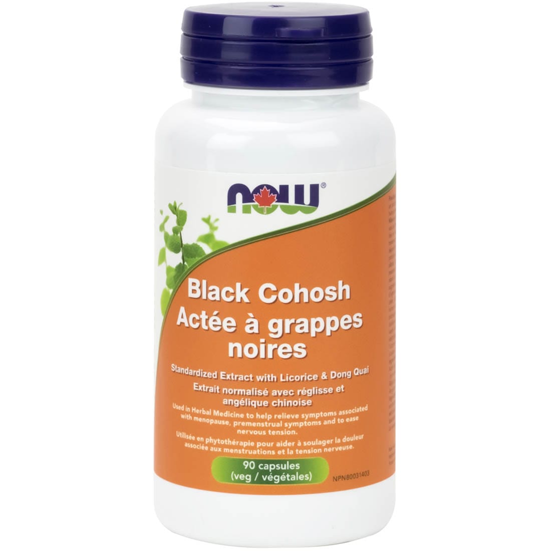 NOW Black Cohosh 80mg Standardized Extract 2.5% with Licorice and Dong Quai, 90 Capsules