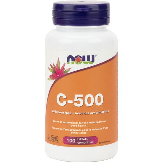 NOW C-500 with Rose Hips, Vitamin C 500mg, Citrus Free, 100 Tablets