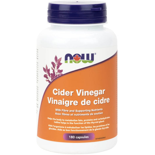 NOW Cider Vinegar with Fibre, Apple Cider Vinegar Diet Formula, 180 Capsules