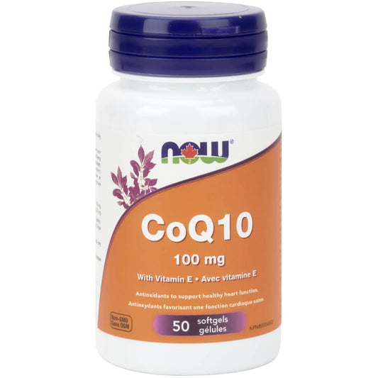 NOW CoQ10 100mg with Vitamin E, 50 Softgels