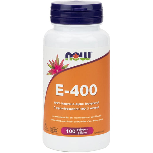 NOW E-400, 100% Natural d-Alpha Tocopherol, 400IU, 100 Softgels