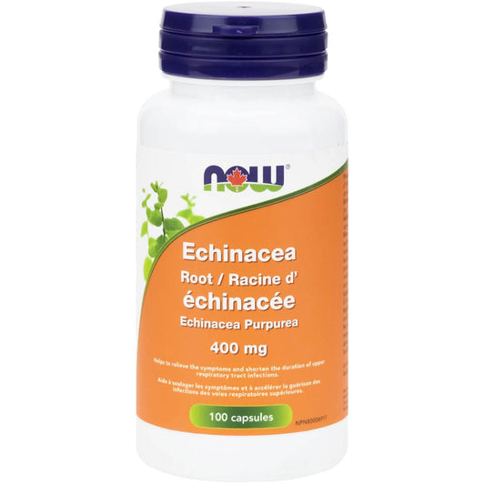 NOW Echinacea, Purpurea Root, 400mg, 100 Capsules