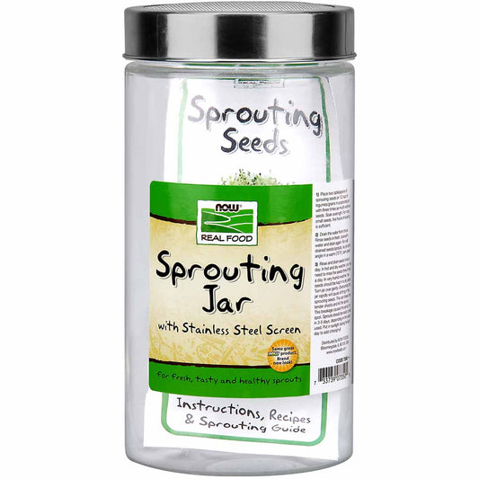 NOW Glass Sprouting Jar with Steel Mesh Lid, 1.89L