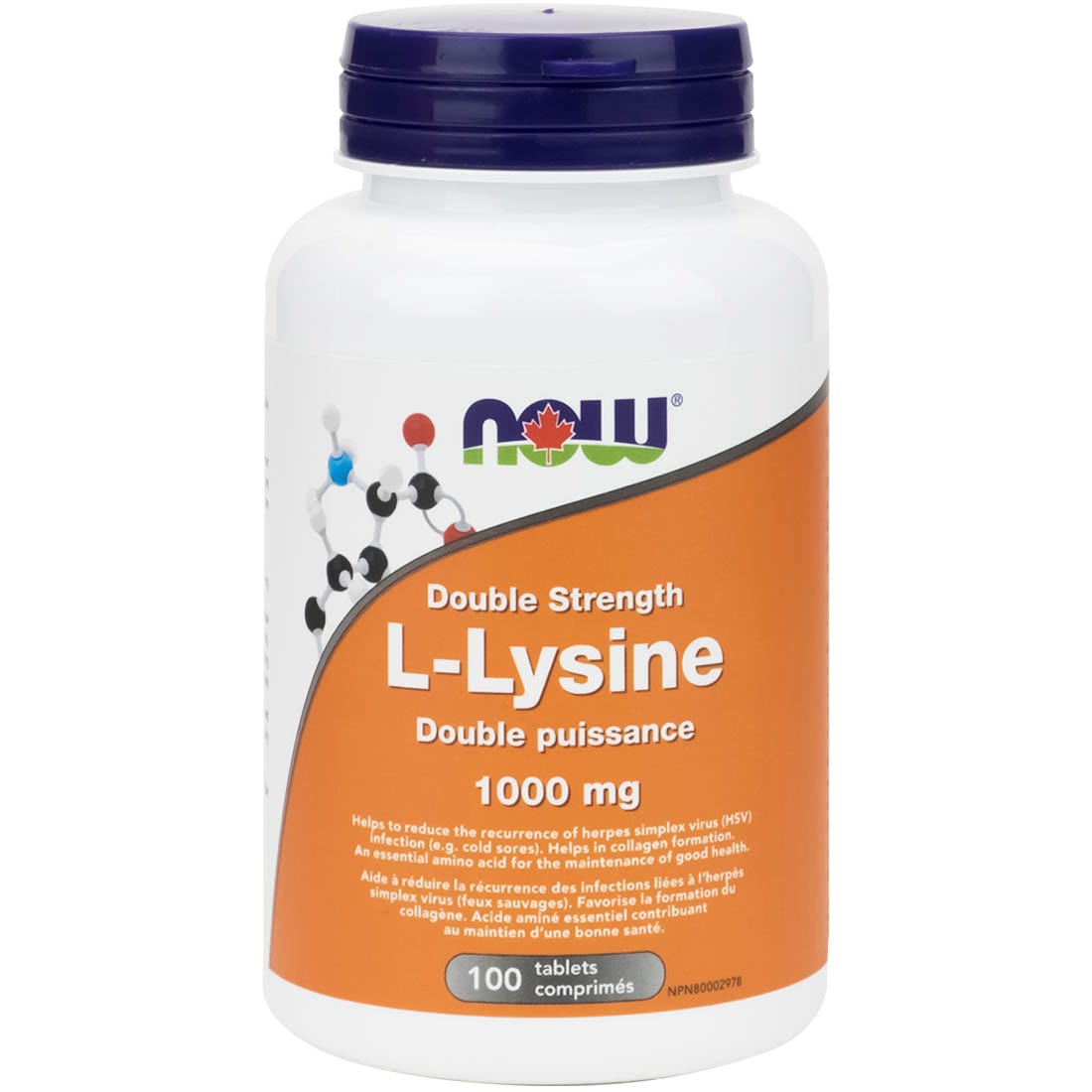 NOW L-Lysine 1000mg (Double Strength), 100 Tablets