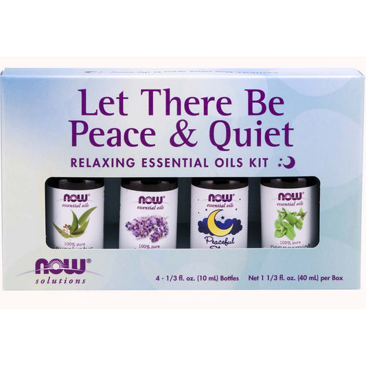 NOW Let There Be Peace & Quiet Relaxing Essential Oils Kit, 4 x 10ml Bottles