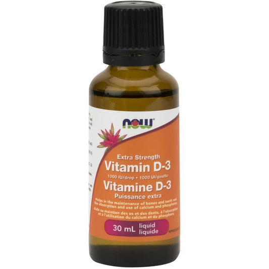 NOW Liquid Vitamin D3 Drops, Extra Strength, 1000IU, 30ml