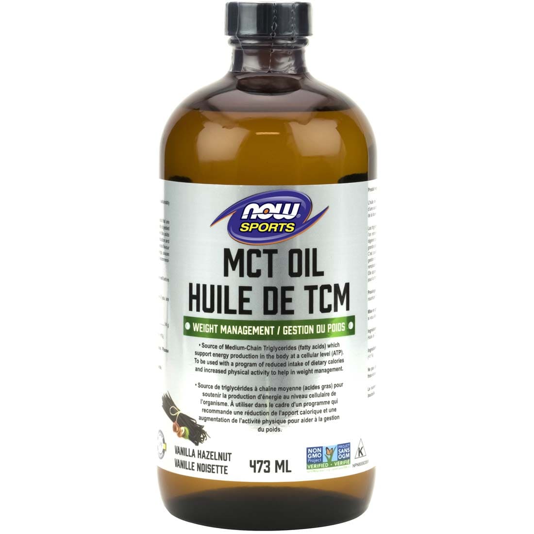 NOW MCT Oil (Vanilla Hazelnut Flavour), 473mL