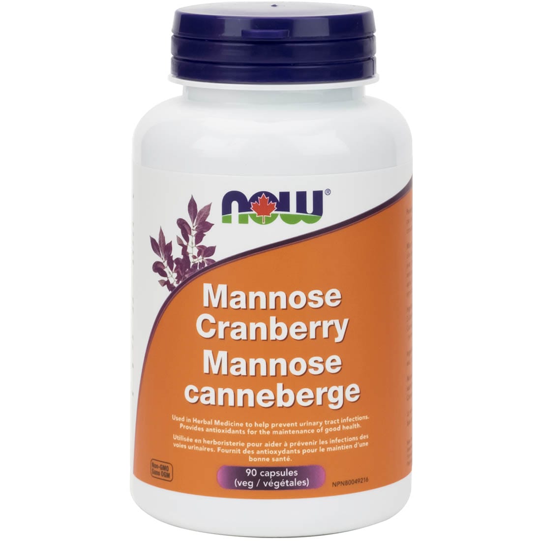 NOW Mannose Cranberry (non-GMO), 90 Capsules