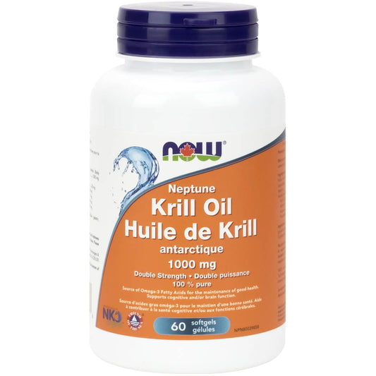 NOW Neptune Krill Oill, Double Strength, 1000mg, 60 Enteric Coated Softgels
