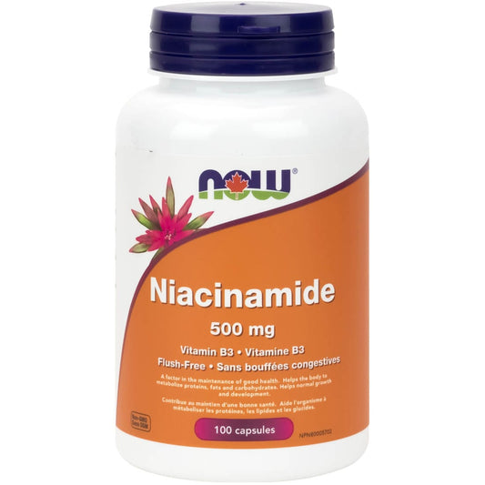 NOW Niacinamide, Vitamin B3, 500mg, 100 Capsules