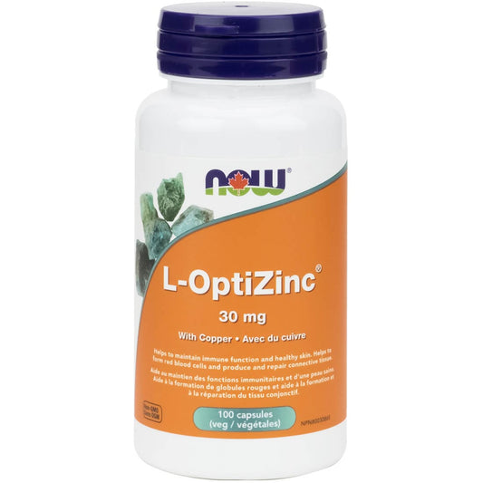 NOW L-OptiZinc 30mg with Copper, 100 VCapsules