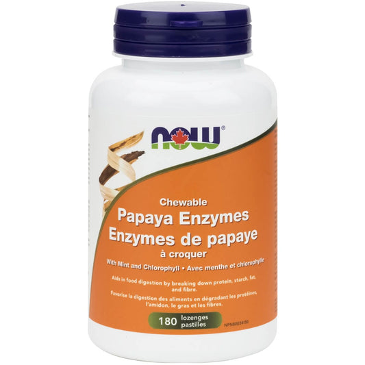 NOW Papaya Enzymes (Chewable), 180 Lozenges
