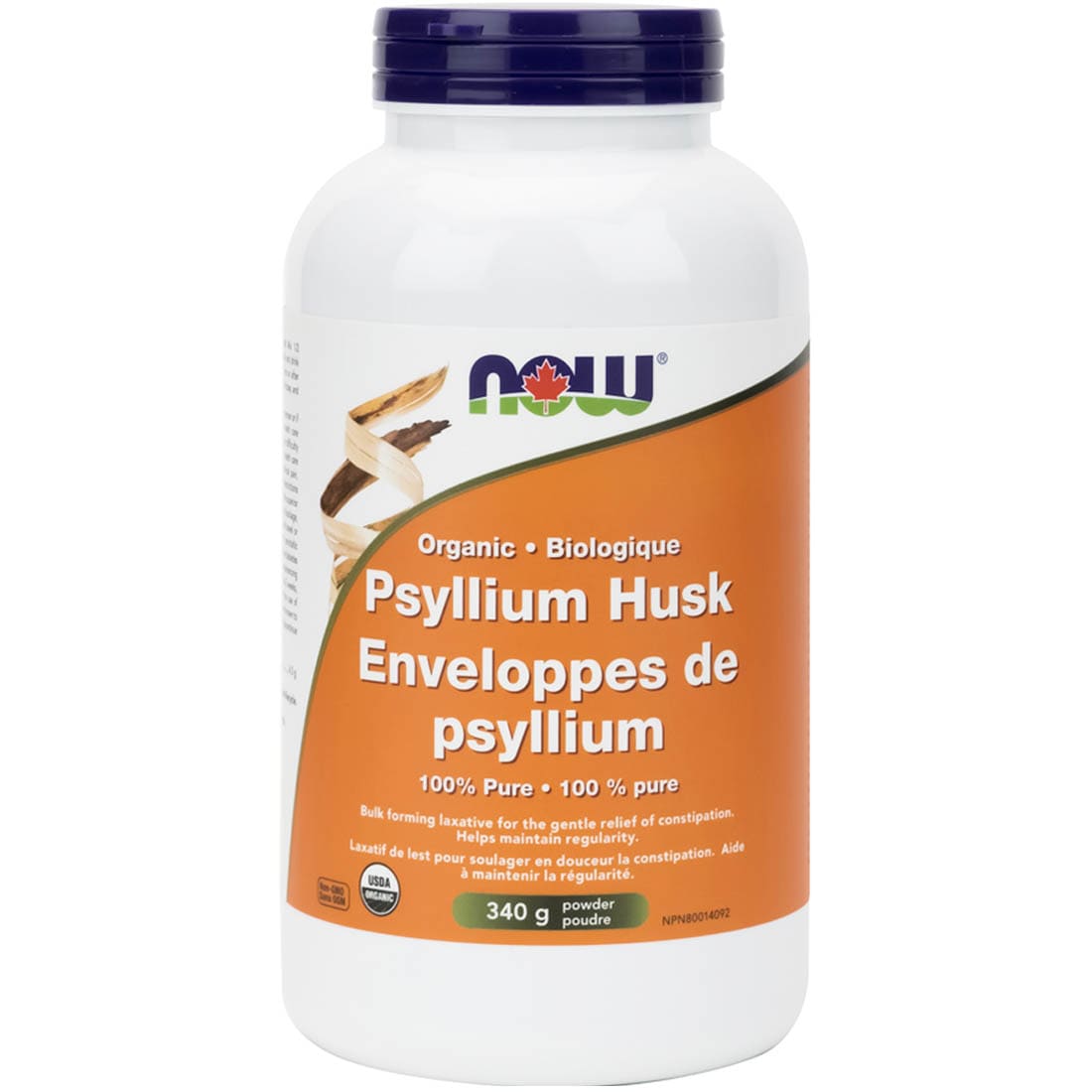 NOW Psyllium Husk Powder (100% Certified Organic), 340g