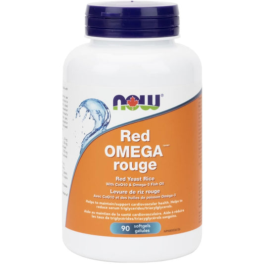 NOW Red Omega with 300mg Red Yeast Rice + CoQ10 + Omega-3, 90 Softgels