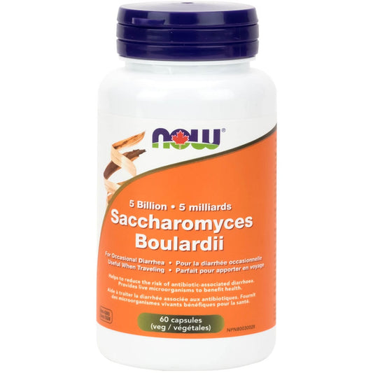 NOW Saccharomyces Boulardii (Diarrhea Relief), 5 Billion, 60 Vcaps
