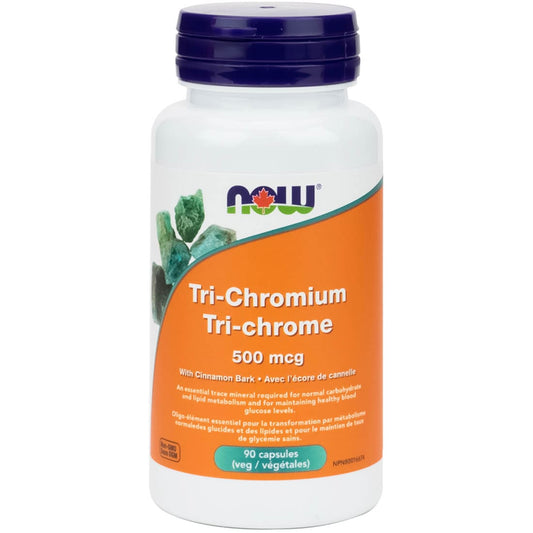 NOW Tri-Chromium + Cinnamon, 500mcg, 90 Vcaps