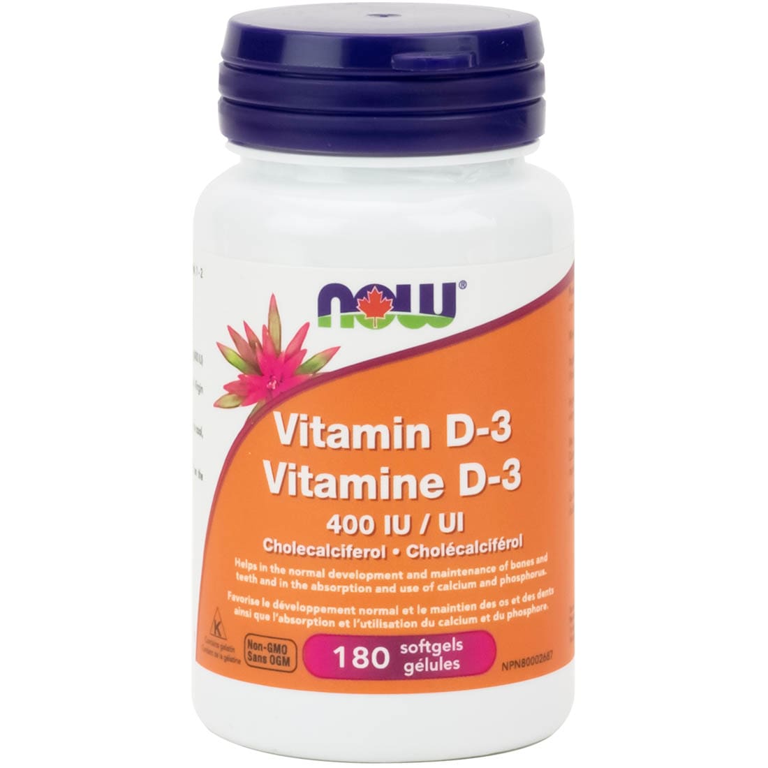 NOW Vitamin D3, 400IU, 180 Softgels