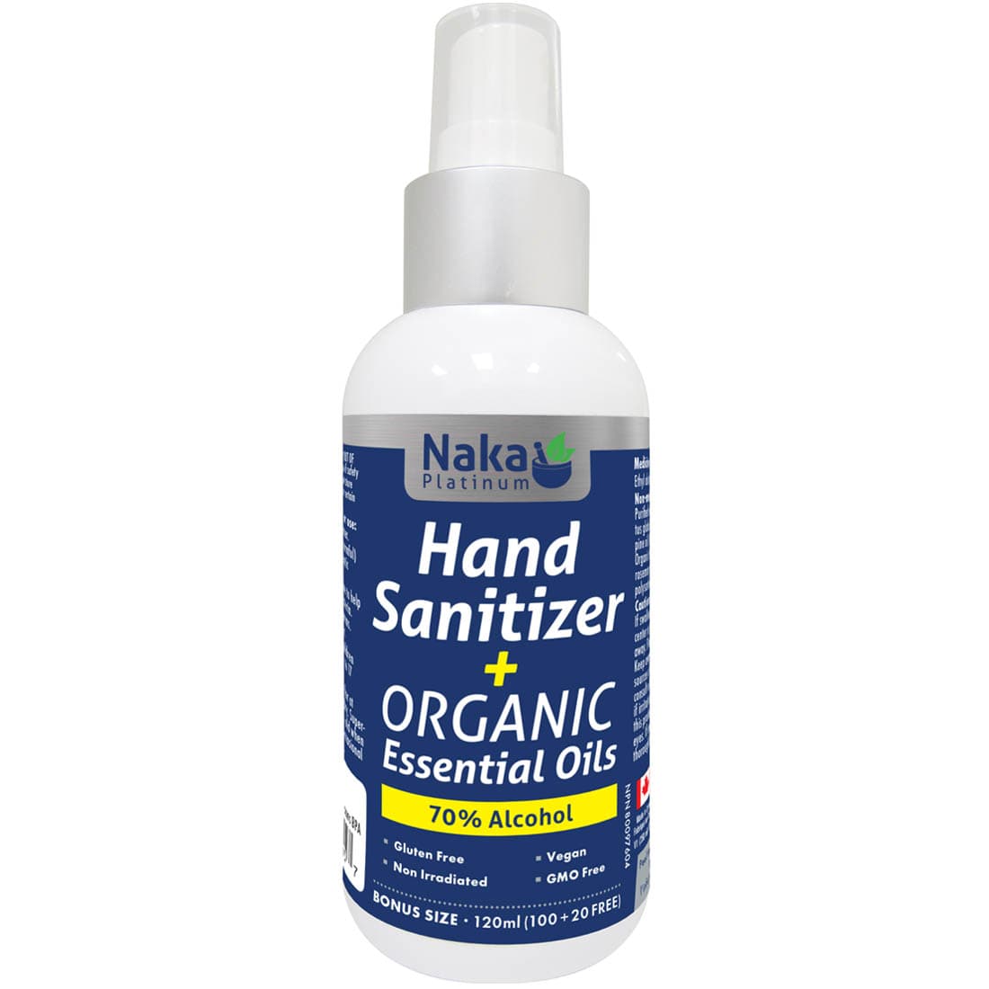Naka Hand Sanitizer + Organic Essential Oils (70% alcohol)