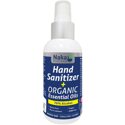 Naka Hand Sanitizer + Organic Essential Oils (70% alcohol)