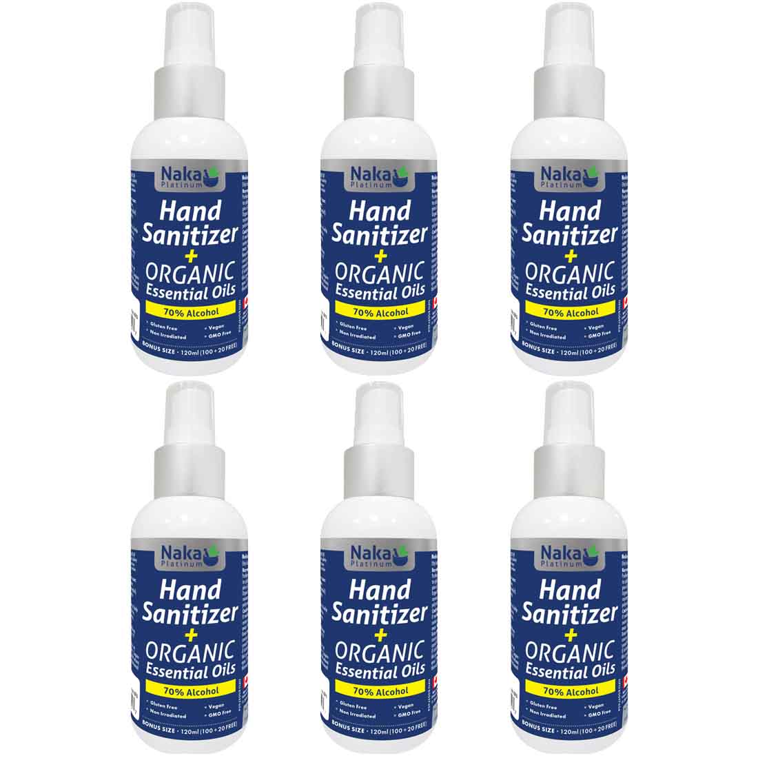 Naka Hand Sanitizer + Organic Essential Oils (70% alcohol)