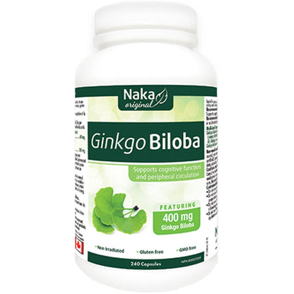 Naka Herbs Ginkgo Biloba 400mg, Supports Cognitive Health, Alertness, Mood, Memory, Non-Irridated