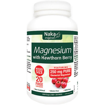 Naka Herbs Magnesium Citrate with Hawthorn Berry 250mg Capsules