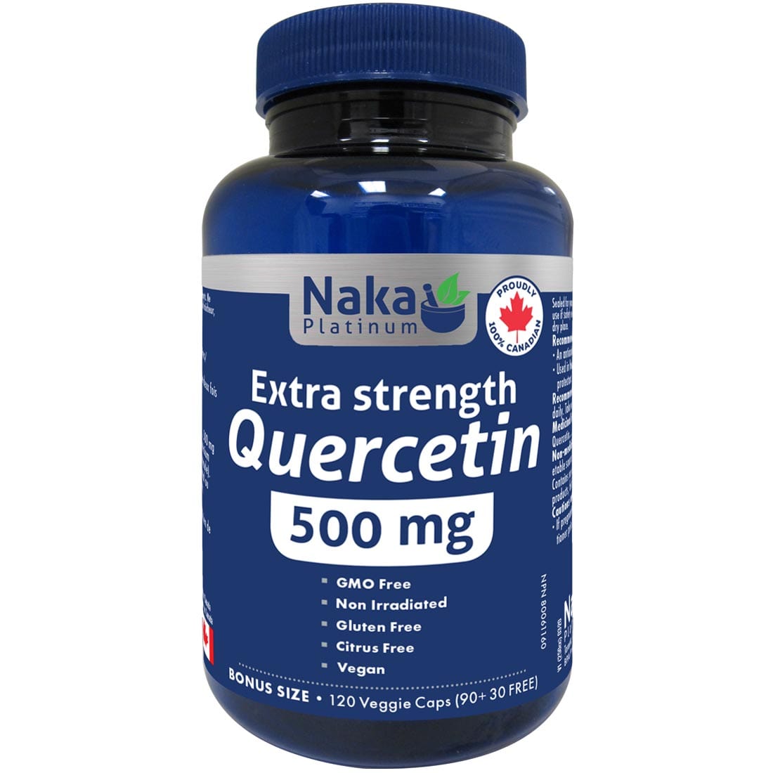 Naka Herbs Platinum Extra Strength Quercetin 500mg, 120 Vegetable Capsules (Bonus Size)