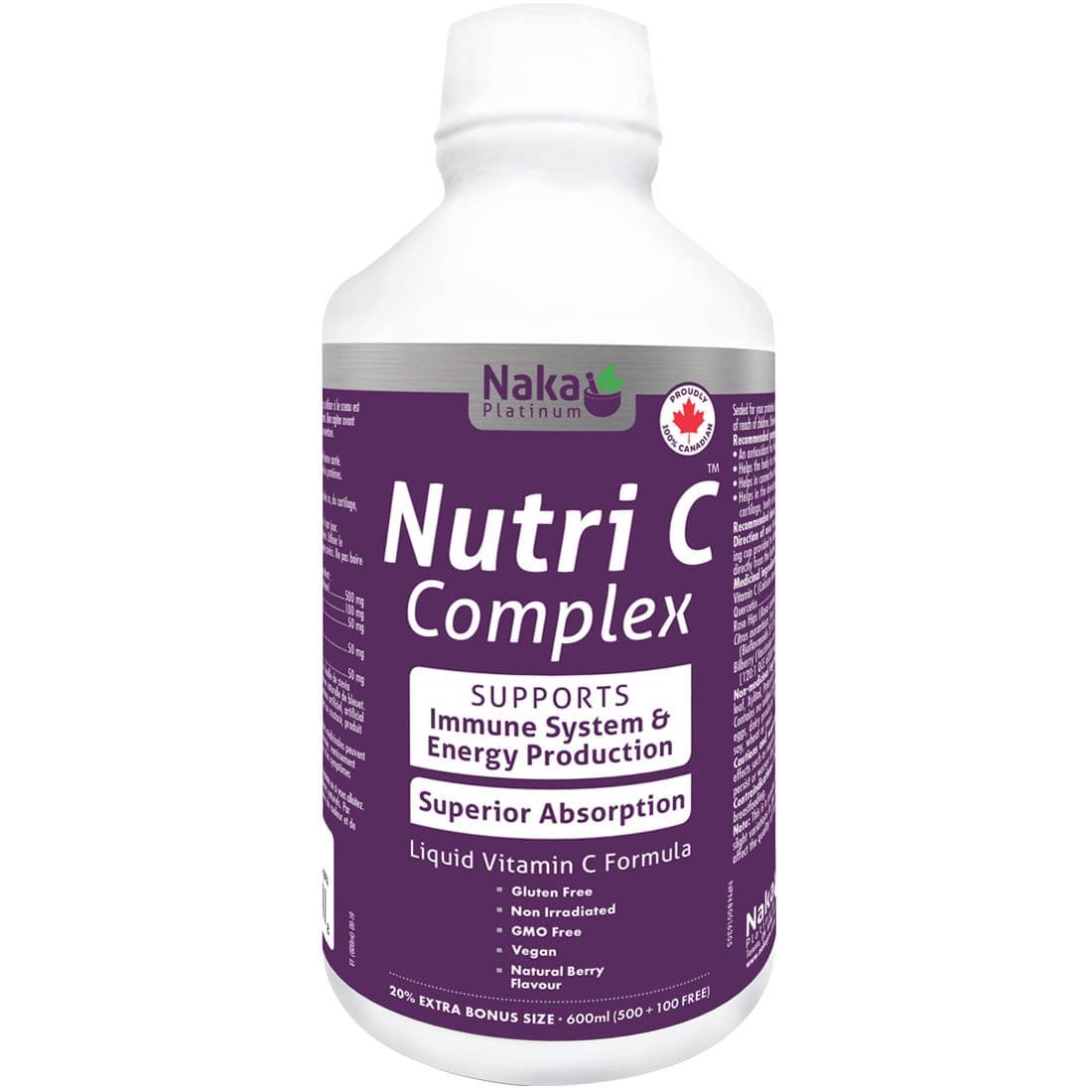 Naka Herbs Platinum Nutri C-1000 Liquid Vitamin C Formula, 600ml