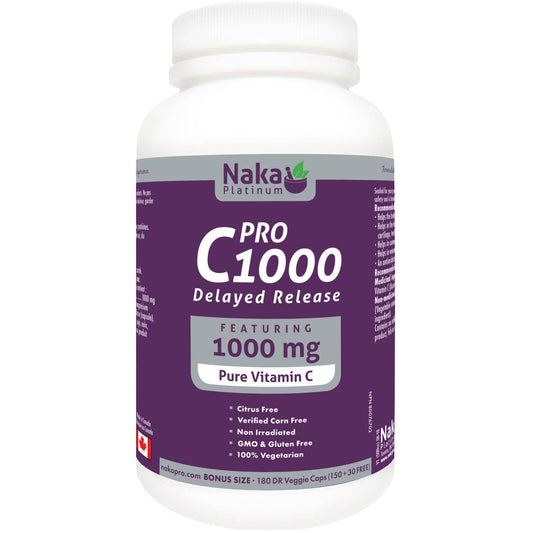 Naka Herbs Platinum Pro C1000 (Timed Release) Pure Vitamin C 1000mg, 180 Capsules