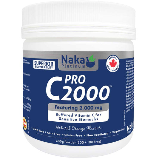 Naka Herbs Platinum Pro C2000 (100% Pure Vitamin C Powder), 400g