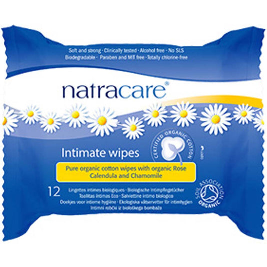Natracare Organic Cotton Intimate Wipes, 12 Wipes