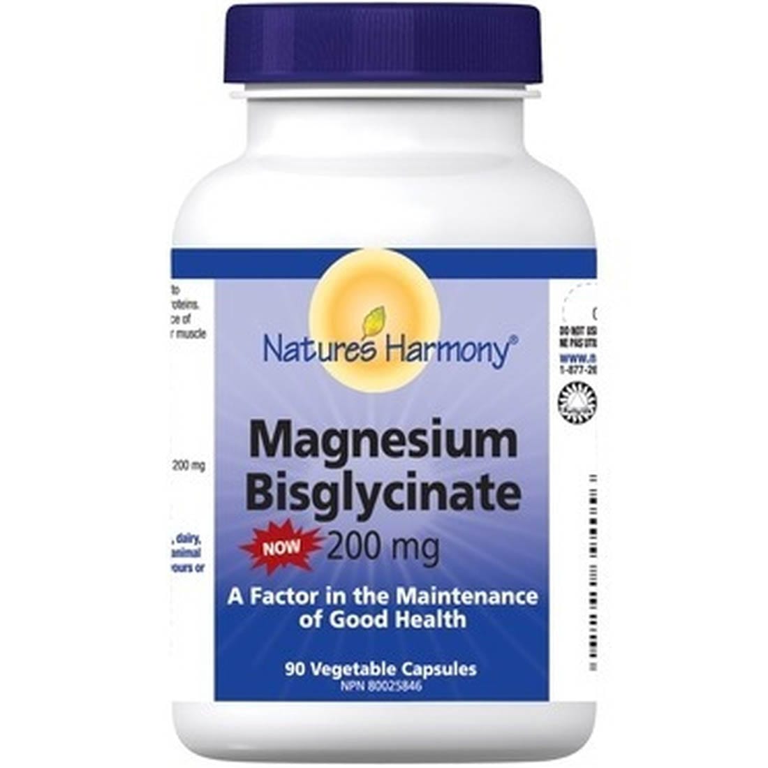 Nature's Harmony Magnesium Bisglycinate 200mg, 90 Vegetable Capsules
