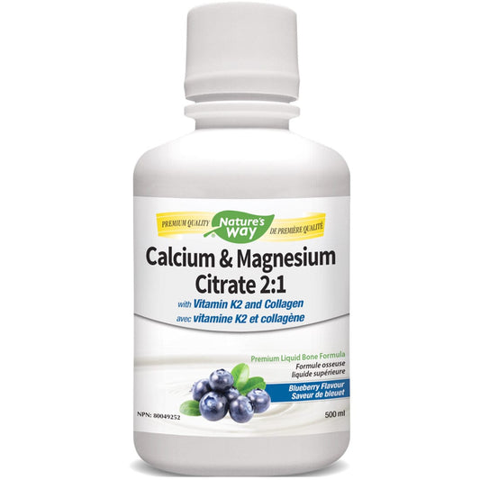Nature's Way Calcium & Magnesium Citrate (2:1) with Vitamin K2 & Collagen, 500ml