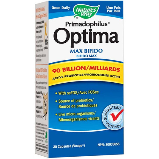 Nature's Way Optima, Max Bifido, 90 Billion Active Probiotics, 30 Vcaps (Refrigerated)