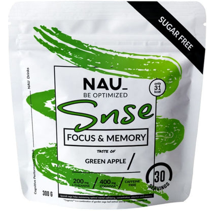 NAU Snse (Focus, Energy & Memory) Gaming Drink (Caffeine Free), 30 Servings