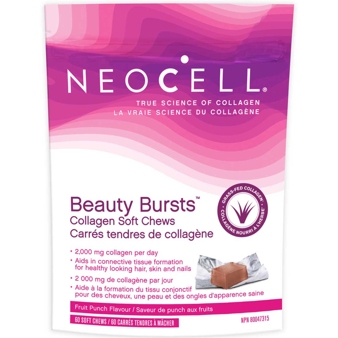 NeoCell Beauty Bursts Collagen Soft Chews Fruit Punch Flavour, 60 Soft Chews