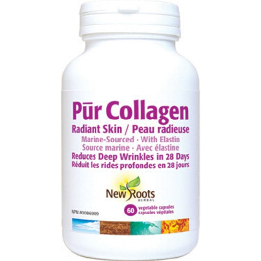 New Roots PUR Collagen Radiant Skin, Marine Sourced (Reduces Deep Wrinkles in 28 Days)