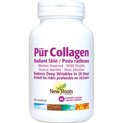 New Roots PUR Collagen Radiant Skin, Marine Sourced (Reduces Deep Wrinkles in 28 Days)