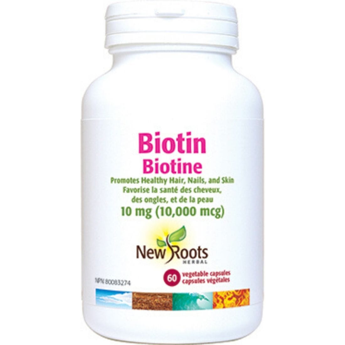 New Roots Biotin 10,000mcg, 60 Capsules