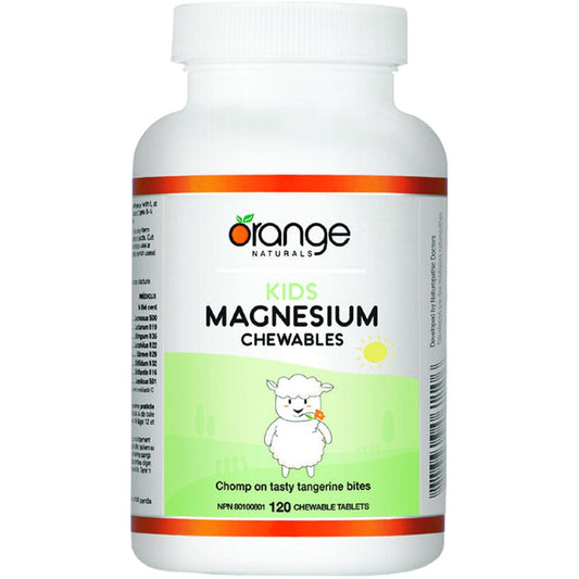 Orange Naturals Kids Chewable Magnesium 50mg (Highly Absorbable), 120 Chewable Tablets (NEW!)